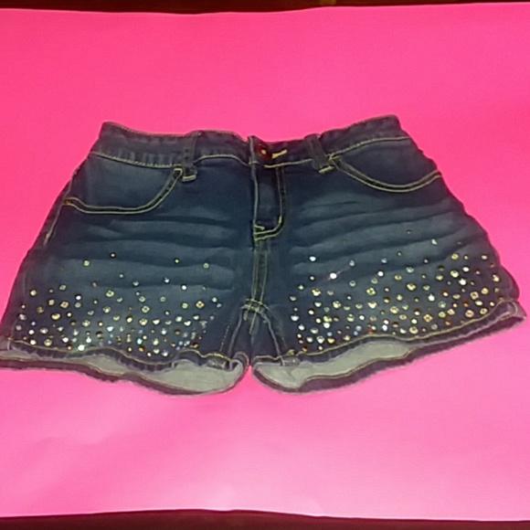 glitter jean shorts